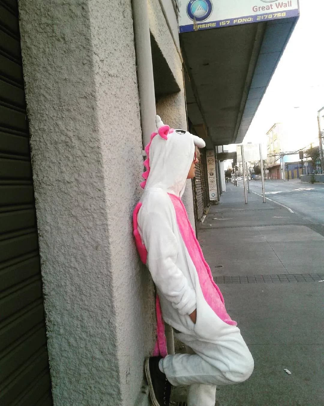 Nico in a unicorn outfit